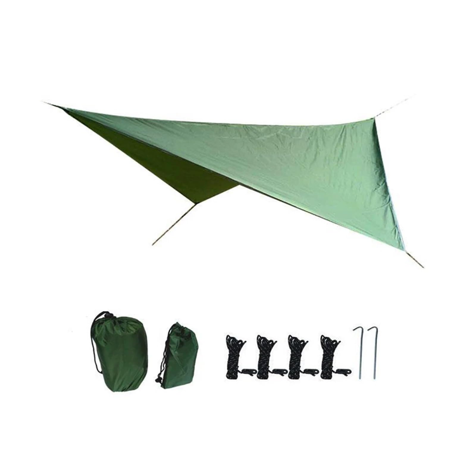 Ultralight Waterproof Tarp Tent 350x280cm Shade Outdoor Camping Hammock Rain Fly Garden Awning Canopy Sunshade(Green)