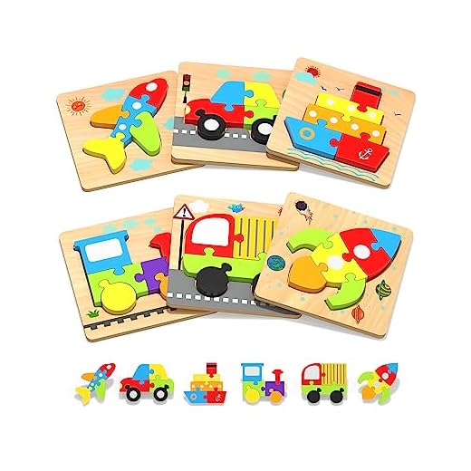 Yetonamr Wooden Toddler Puzzles Gifts Toys for 1 2 3 Years Old Boys Girls, 6 Vehicle Shape Montessori Toys Educational Blocks Kids Toys Gift Baby Learning Toy Age 1-3, 2-4