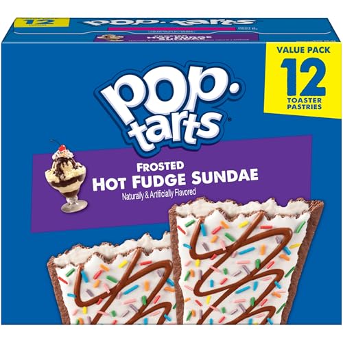 Pop-Tarts Toaster Pastries, Breakfast Foods, Kids Snacks, Frosted Hot Fudge Sundae, 20.3oz Box (12 Pop-Tarts)
