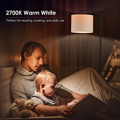 Boostarea Floor Lamp For Living Room,15W Led Arched Floor Lamp,Tall Modern Standing Lamp With Linen Shade,3 Brightness Levels,E26 Socket,Footswitch,Mid Century Floor Lamp For Bedrooms,Office #TOP4