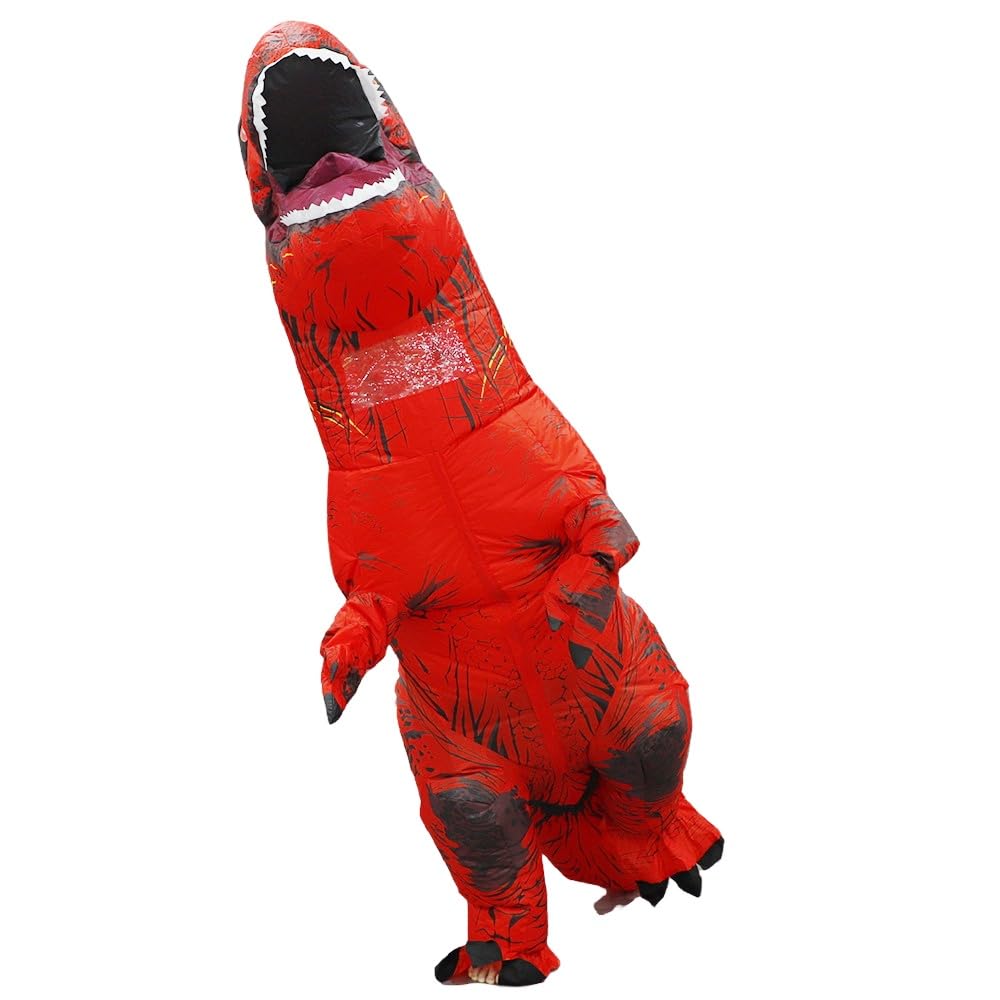 QNRMS Inflatable Dinosaur Costume Adult Fancy Dinosaur Suit Blow up Trex Full Body Dino Costume (Red) - Image 4