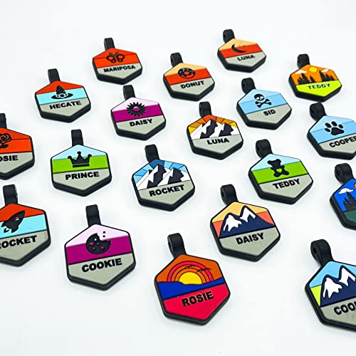 Silent Dog Tag Personalized with 5 Lines of Custom Deep Engraved Durable Soundless Silicone Pet ID Name Tag Hexagon Forest Night - Thumbnail 2