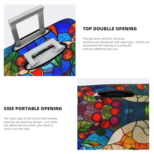 Stained Glass Cat Art Travel Luggage Covers - Elasticity Suitcase Covers Protector for Luggage 18-32 Inch4
