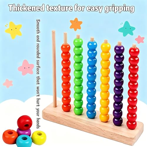 Wooden Color Sorting Stacking, 60 Rings Rainbow Matching Challenge, Two-Player Competitive Tabletop Game with Stand, Educational Brain Teaser for Kids Adults Family Game (Large) - Image 3
