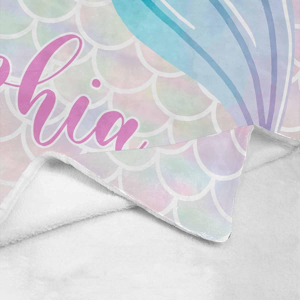 Custom Name Blankets for Baby Boys Girls - Personalized Baby Blankets with Mermaid Design for Kids - Funny Throw Blanket with Cute Animal - Customized Swadding Blanket for Toddler Super Soft 60"x80"