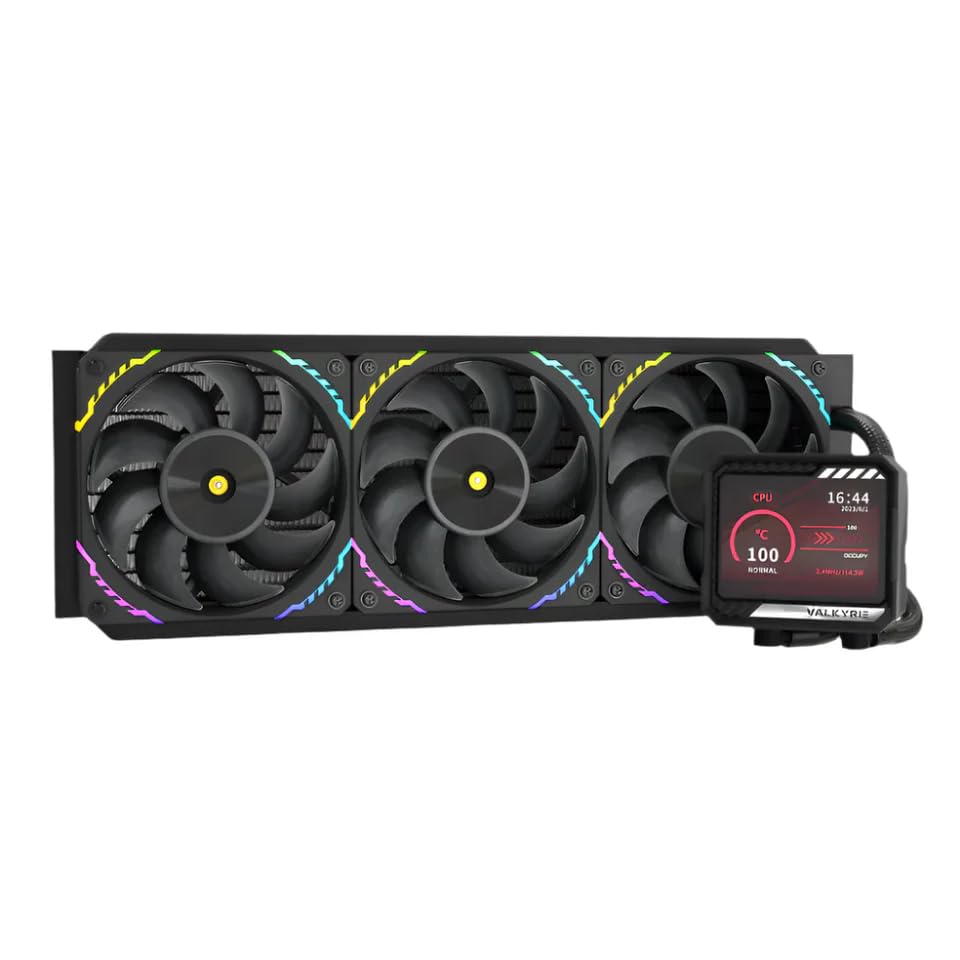 Valkyrie V360 360mm AIO CPU Liquid Cooler – 3.5" LCD Screen 60Hz – 3×120mm ARGB PWM Fans – 300W TDP – AMD AM5, AM4 – INTEL LGA 1851, 1700, 1200/1151 Compatible – Sync Ready | Black