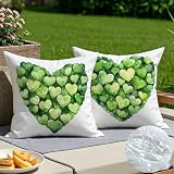 Set di 2 50x50cm Cuscini Esterno Verde Impermeabile Lino copricuscini Amore Decorativi federe Cerniera invisibile per Camera da Letto, Divano Matrimonio Patio Giardino Balcone Caffè` Divano -1477