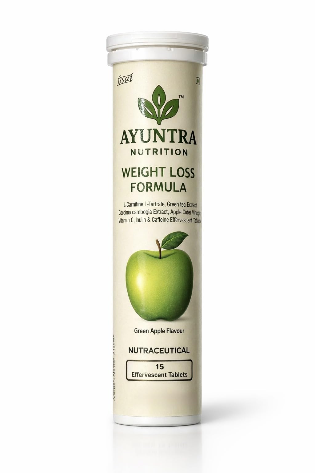 Weight Loss Formula Effervescent Tablets, Green Apple Flavour, L-Carnitine, Green Tea Extract, Garcinia Cambogia, 15 Tablets