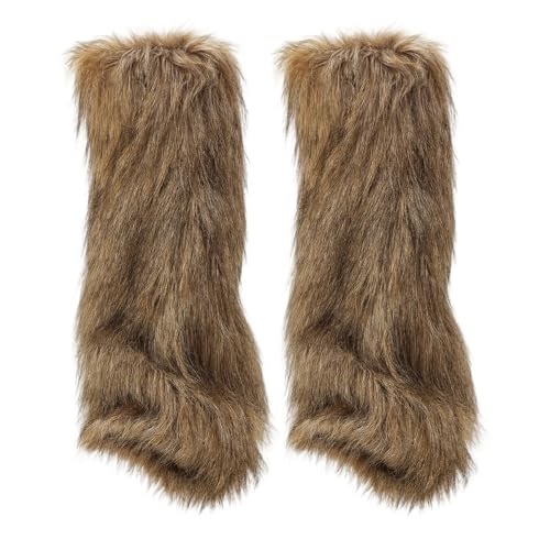 RQcMid Fellstulpen Beinstulpen Fell Leg Warmers Fur Furry Leg Warmers Kunstpelz Beinwärmer Graue Fellstulpen 40 cm Lang