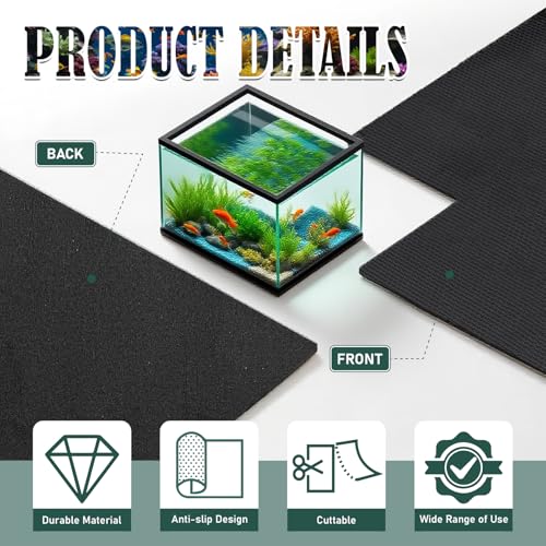 Image of Aquarium Leveling Mat 2PCS /Set Neoprene Non-Slip Shockproof Fish Tank Pad Waterproof Textured Surface for Uneven Surfaces Durable Fish Tank Mat with Easy-Cut Edges (No Glue, 11.8 x 11.8 Inch)