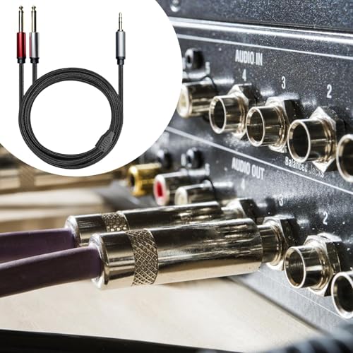 Cable de audio jack 3.5mm a doble 6.35mm 1 m miniatura 3
