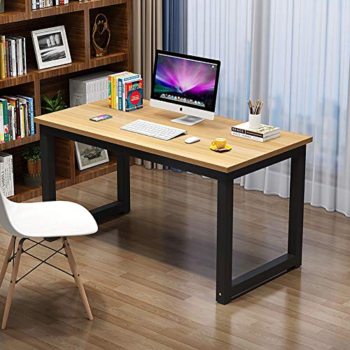 DULPLAY Moderno Madera Escritorio De Juegos De Escritura,Portátil Simple Escritorio De Computadora Marco De Acero Metálico para Home Office Workstation