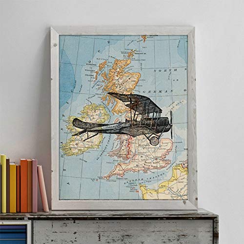 Nacnic Poster de Mapa 1870 Imperio Romano. Láminas e ilustraciones de ciudades del mundo y monumentos famosos. Tamaño A4 con marco