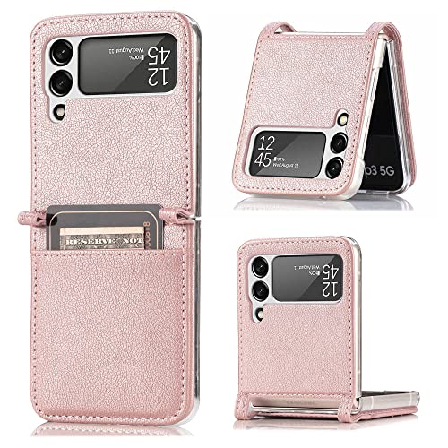 Étui porte-cartes en cuir pour Samsung Z Flip 4 coque mince rigide