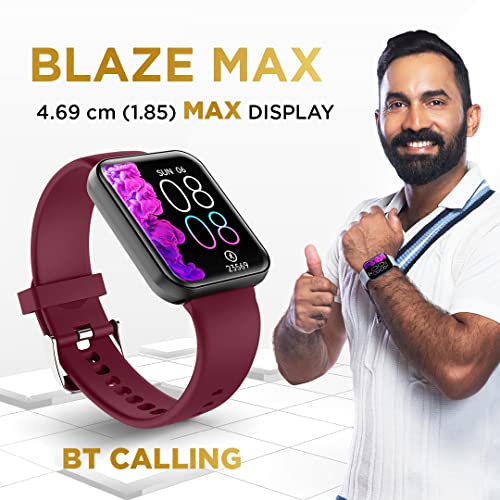 Image of GIZMORE Gizfit Blaze Max 1.85 inch IPS Display with 240 x 280 px | 450 NITS Brightness BT Calling Edge to Edge Display, Voice Assistance, Bluetooth Smartwatch (Burgundy)