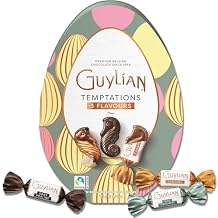 GuyLian Belgian Chocolate Seashells, Temptations Easter Egg Special Edition, 4.44 oz, 12 pc Easter Candy Gift Box, Milk, White & Dark Chocolate for Baskets & Spring Celebrations