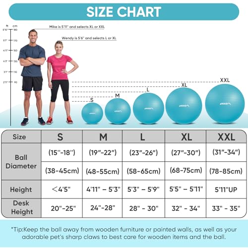 Image of APEXUP Yoga Ball, 660 lbs Anti-Burst Exercise Ball with Pump, 5 Sizes | Anti-Burst, Anti-Slip, SGS Certified, Strengthens Core, Improves Balance & Posture, Boosts Flexibility & Stability