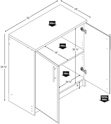 Miniatura 3 de Pemberly Row Gabinete base de madera de ingeniería blanca con encimera de melamina