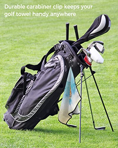 Sevenbabu Golf Towels For Golf Bags With Clip, Funny Microfiber Waffle Pattern Golf Towel, Domineering Tiger Colorful Print Golf Accessories For Men And Women Gifts 24X16 Inch #TOP6