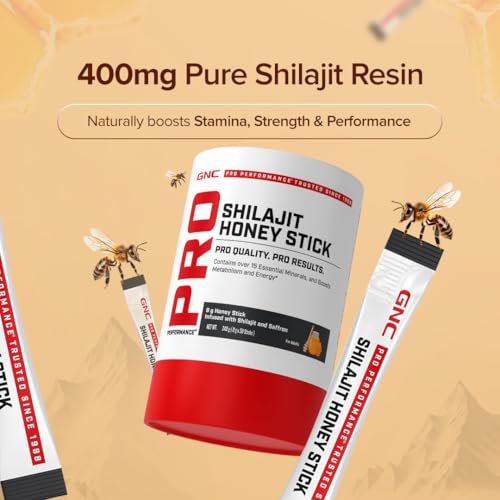 Image of GNC Shilajit Honey Stick | Ayurvedic Energy Booster with Pure Shilajit Resin, Saffron & Natural Honey | Natural Strength, Stamina & Vitality | 30 Servings | Vegetarian | 240g