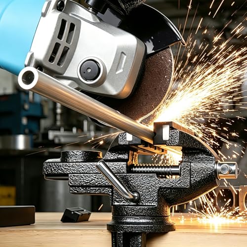 Table Vise, 3.2 Inch Bench Vise Universal Rotate 360° Work Clamp-On Vise, Table Vice With Multifunctional Soft Jaws for Woodworking, Drilling, Sawing, Metal Working by ZHRMJZG - Used condition - Image 4