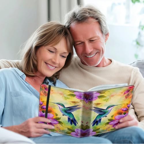Image of Photo Album 4x6 120 Photos with Strong Elastic Band, Hummingbird Bloom | Large Capacity Premium Leather Picture Album, Portable Wallet Albums Photo Book for Family Anniversaries Wedding Baby