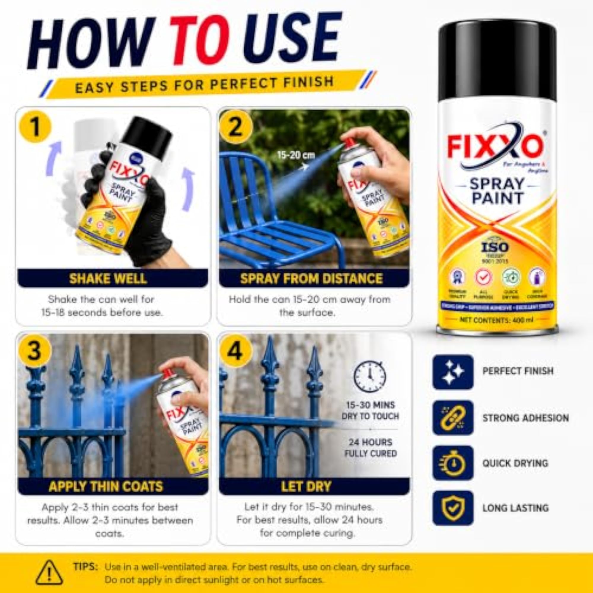 Spray Paint 400ml Quick Dry Surface Aerosol