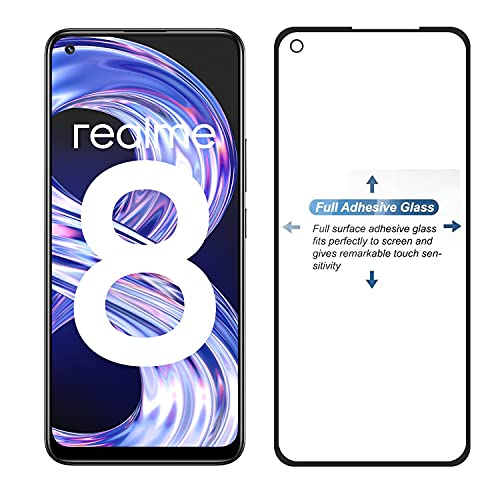 Image of STP FEEL� Glass Screen Protector Designed For Realme 8 (6.4 inch) [Edge to Edge Coverage] HD Clear, Bubble-Free, Anti-Scratch Full Protection Durable Tempered Glass - Black, Pack of 1