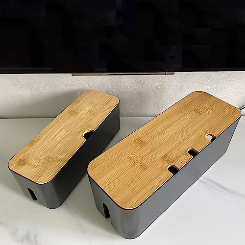 Sourcemall Kabel-Management-Box, Kabel-Organizer-Box, Verstecken und Verbergen von Steckdosenleisten und elektrischen Kabeln von Fernsehern, Computern und Schreibtischen (schwarz, 2 Stück)