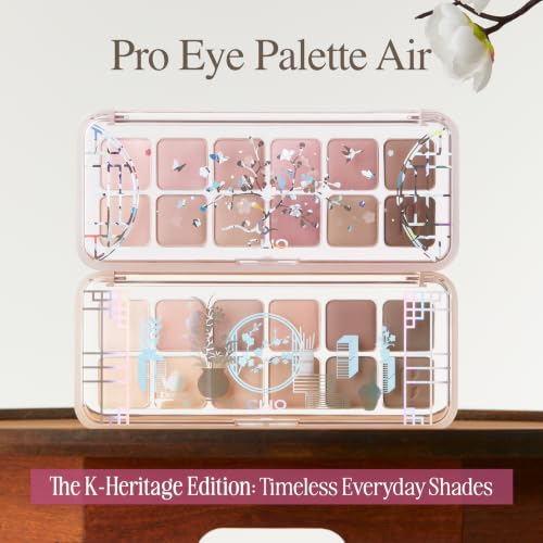 Image of CLIO Pro Eye Palette Air, 12-Color All Matte Eye Shadow, Air-Fit Pigmented Buildable Color, Low Fallout, Soft Cool Pink Neutral Tone for Daily Makeup, Korean Heritage Edition (M20 MAEHWA RIBBON)