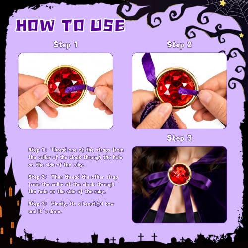Image of Halloween Costume for Women Purple Hooded Cape with Gem Wasit Belt