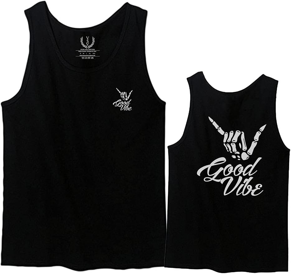 0153. Good Vibe Society Bones Hand Shaka Cool Vintage Graphic Men's Tank Top