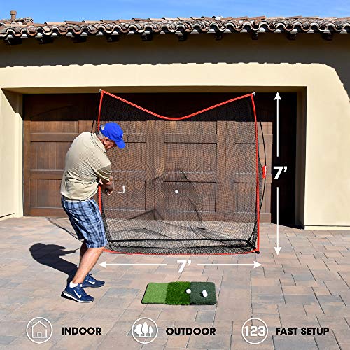 Gosports Golf Practice Hitting Net - Choose Between Huge 10 Ft X 7 Ft Or 7 Ft X 7 Ft Nets - Personal Driving Range For Indoor Or Outdoor Use - Designed By Golfers For Golfers,Red #TOP1