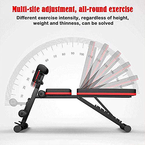 Lovinouse Upgraded 7 Adjustable Flat Weight Bench Press, Utility Foldable Decline Incline Sit Up Benches with Resistance Band, Dumbbell Curls, Full Body Workout Fitness for Home Gym