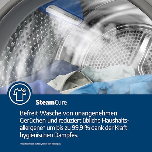 Beko B3T41239A Wäschetrockner, 7 kg, Frontlader Wärmepumpentrockner, SteamCure - Dampffunktion, kombinierter Filtermechanismus, 15 Programme, Knitterschutz, AquaWave Schontrommel, 54,3 cm tief, Weiß