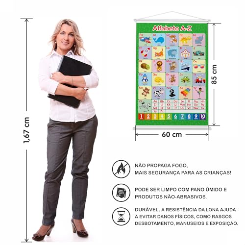 Banner Didático Infantil Pedagógico Alfabeto De A a Z Ensino Crianças Escola Alunos Educação