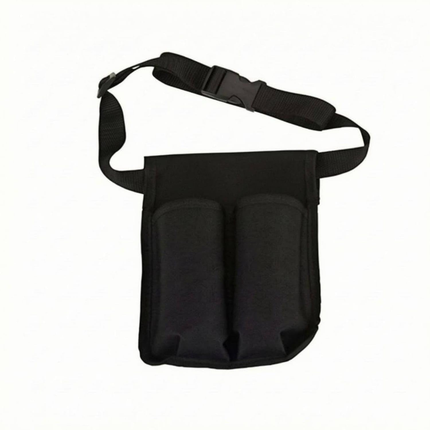 Buckle Closure Waist Bottle Pouch Adjustable Neoprene Waist Pouch Black Strap Fanny Pack with Water Bottle Holder, Black, Double Hole-image-44