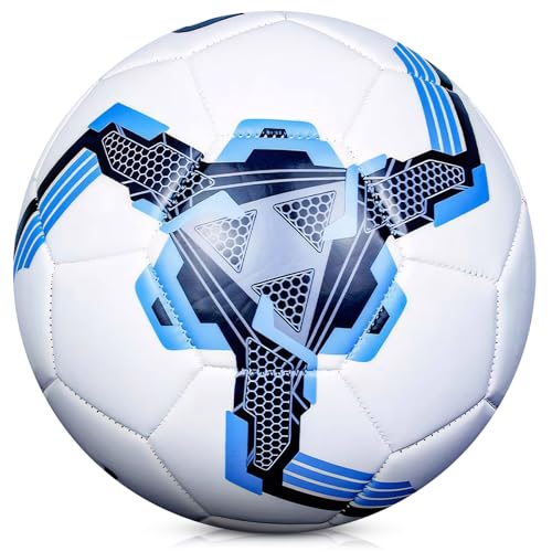 KWJEIULSOQ Fussball Grösse 5 Blaue, Fußball Kinder Unisex, Professioneller FußBall Leder, Offizieller Training Fusball, Indoor Outdoor Explosionsgeschützt fußbälle für Jugendliche und Erwachsene