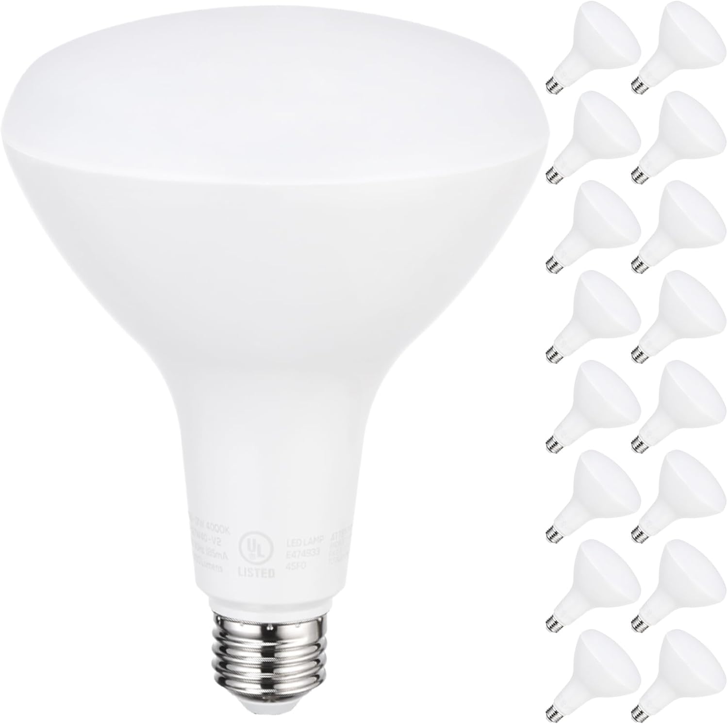TORCHSTAR 16-Pack BR40 LED Bulbs, Indoor Flood Light, Dimmable, 4000K Cool White, 1400lm, E26 Base, Recessed Can Light, High Lumen, 17W (100W Eqv.), Flicker-Free, UL Listed