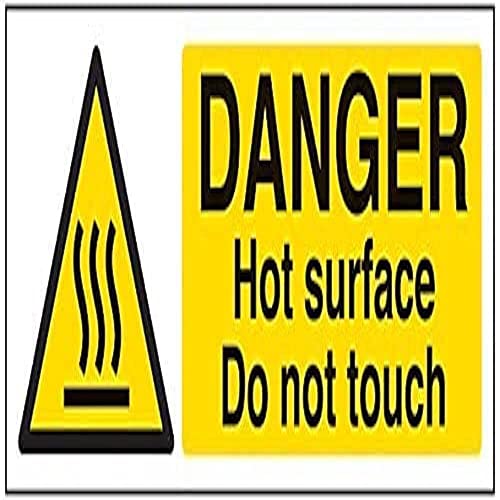 VSafety Danger Hot Surface Do Not Touch Sign - Landscape - 300mm x 100mm - 1mm Rigid Plastic