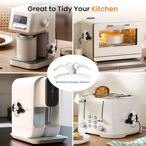 Image of Cord Organizer for Appliances,Appliance Cord Wrap,6-Pack - Easy Stick-On Cable Winders for Blenders, Coffee Makers, Air Fryers - Keep Your Kitchen Counter Clutter-Free (White)