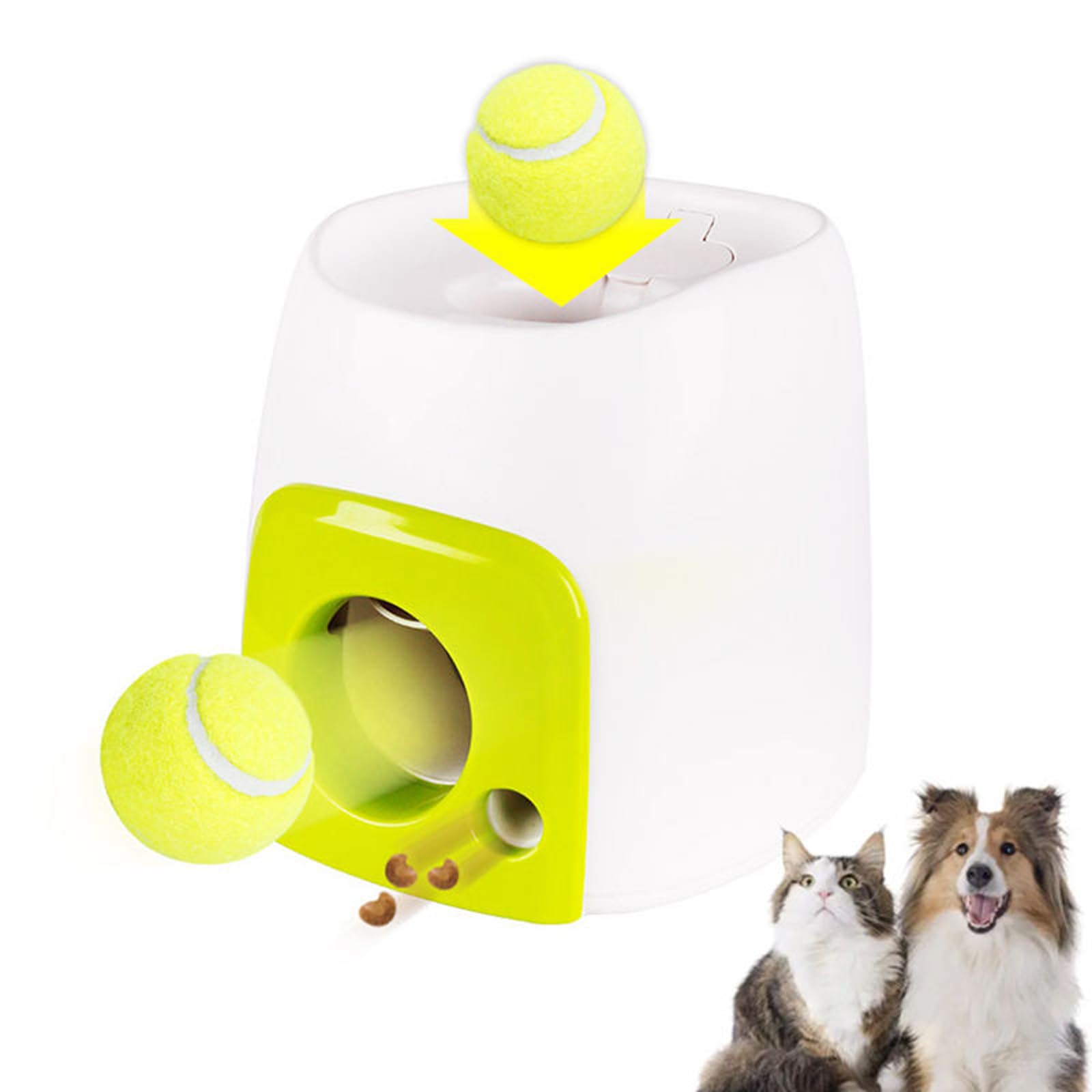 Lanzador automático de pelotas para perros, lanzador interactivo de pelotas de tenis para perros pequeños y medianos, incluye 3 pelotas de tenis