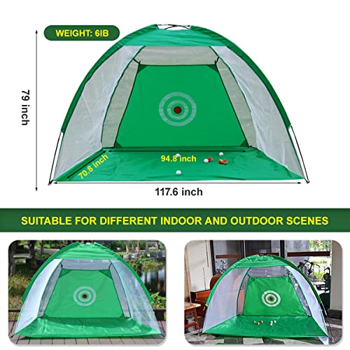 Ezsport Golf Practice Net, Driving Range With Target Training Hitting For Outdoor, Indoor, Backyard Quick Set Up (118In Green) #TOP1