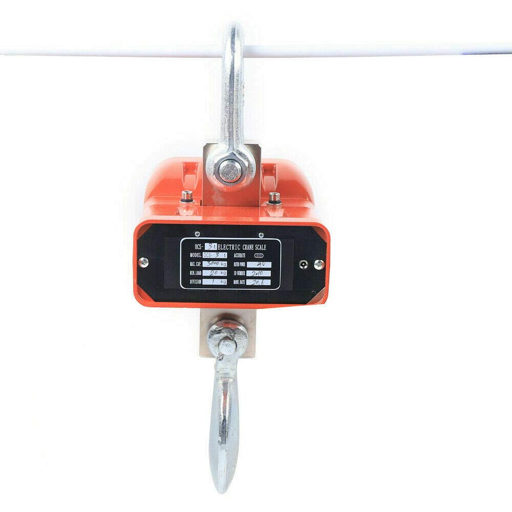 SHZICMY Báscula digital de 3 toneladas para grúa industrial, báscula electrónica colgante con pantalla LCD, báscula de cocina portátil, báscula de equipaje, báscula de maleta, báscula de gancho,