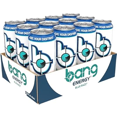 Bang Energy Blue Razz, Sugar-Free Energy Drink, 16-Ounce | Pack of 12