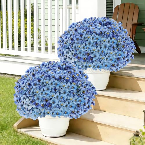 Image of Powbrace 22 Pack Artificial Flowers for Outdoor Indoor Fake Plants(Blue)