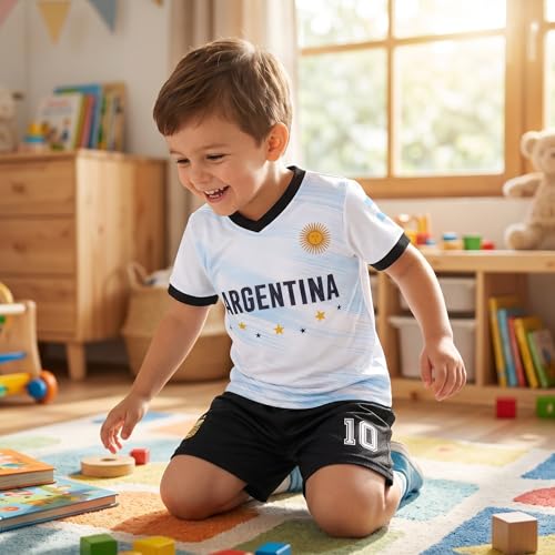 Image of Unisex Kids Soccer Jersey and Shorts Kit 2-Piece Set Boys Girls Football Outfits for Little Athlete 2-14 Years