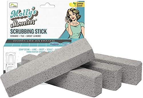 Molly's Marvelous Scrubbing Sticks – 4-Pack Pumice Stones for Hard Water Stains, Tile, Bathroom & Kitchen Cleaning, Household Cleaning Tool