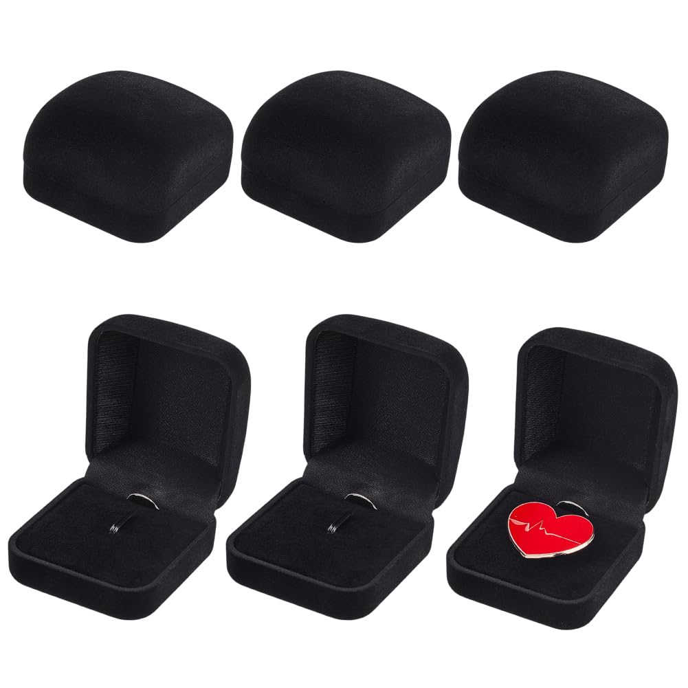 AHANDMAKER 6 Pcs Velvet Jewelry Lapel Pin Gift Box Black Square Velvet Brooch Storage Boxes Commemorative Coins Necklace Storage Case for Gift Badges Collectible and Medals Jewelry Organizer