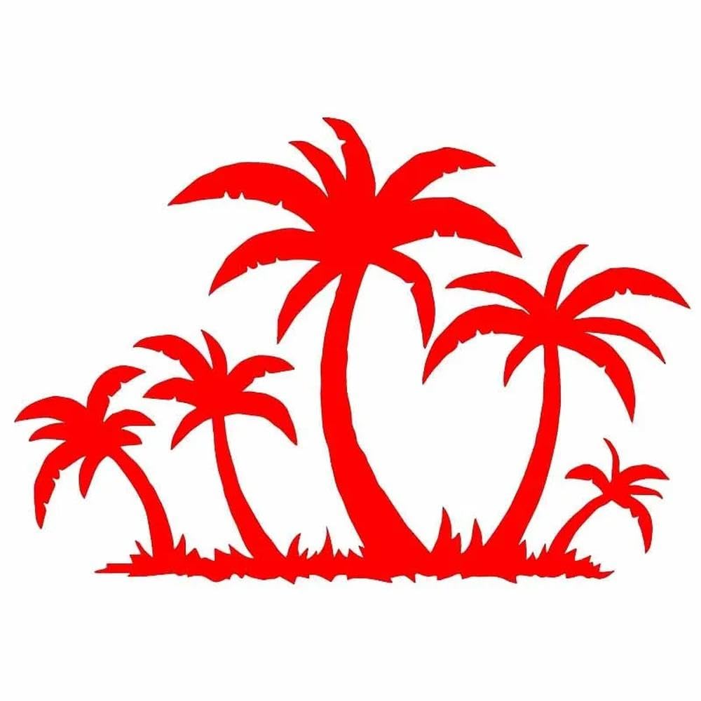Palms Tropical Tree Fashion Whole Body Car Sticker Plant Waterproof Vinyl Decal(Red,16CM X 11CM)